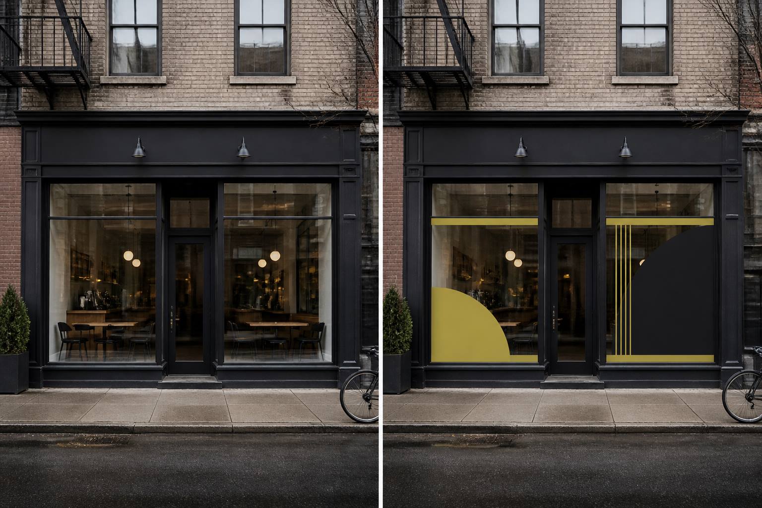 Levain Wellness storefront, before and after